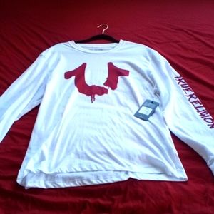 Red/white XL long sleeve TRUE RELIGION SHIRT